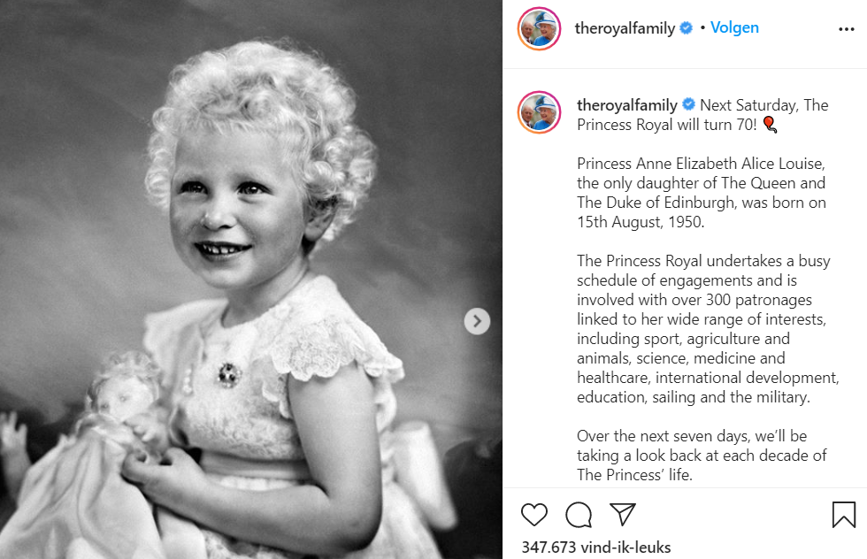 Anne Kinderfoto Prinses Anne Engeland