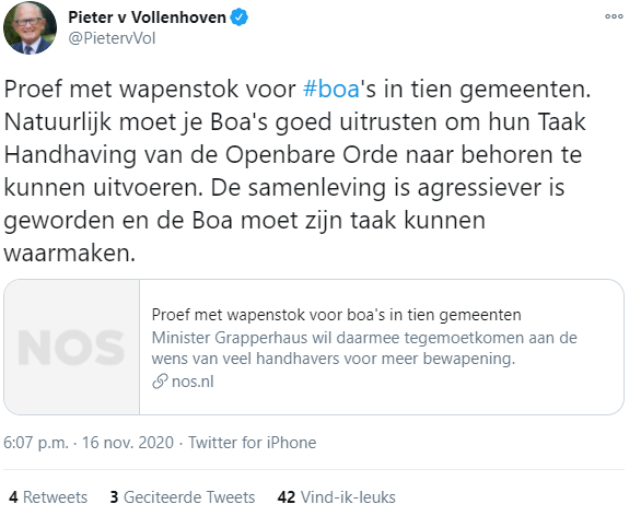 Sceenshot Tweet Pieter Van Vollenhoven Boas