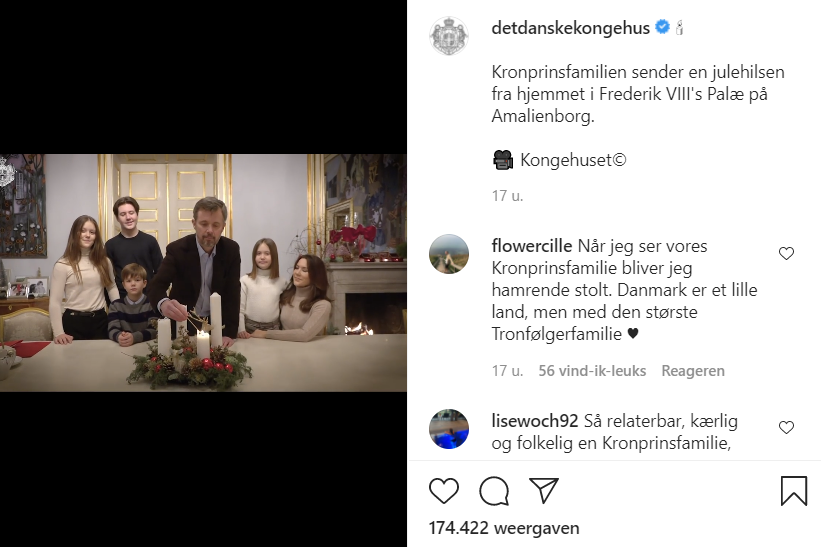 Deense Royals Kerstgroet Screenshot Instagram