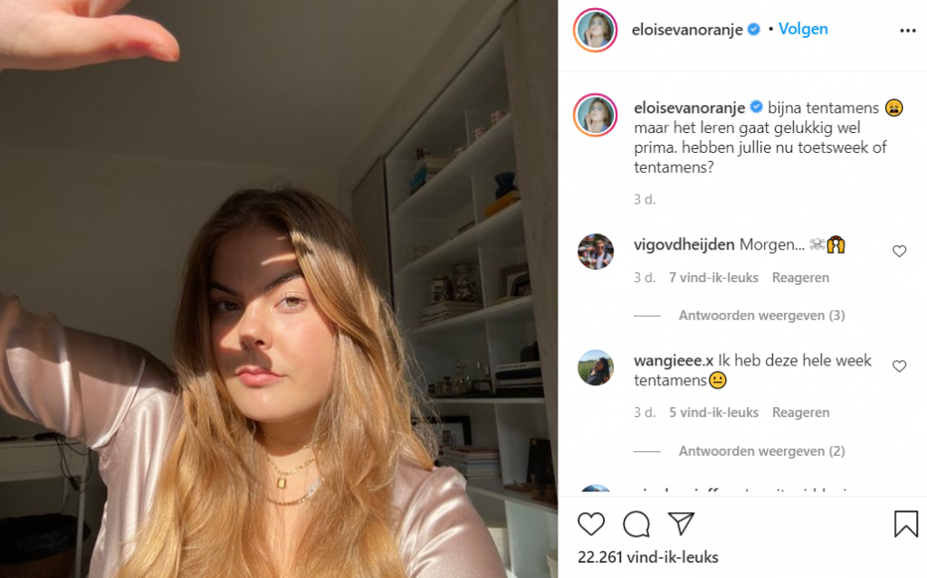 Eloise Tentamenweek Screenshot Instagram Januari 2021