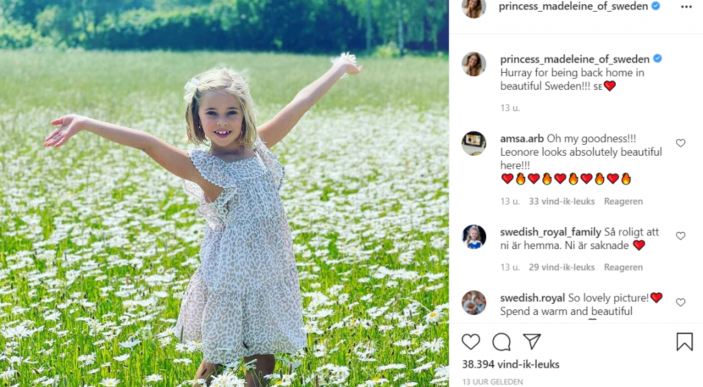 Leonore Dochter Van Madeleine In Bloemenveld Screenshot Instagram Juni 2021