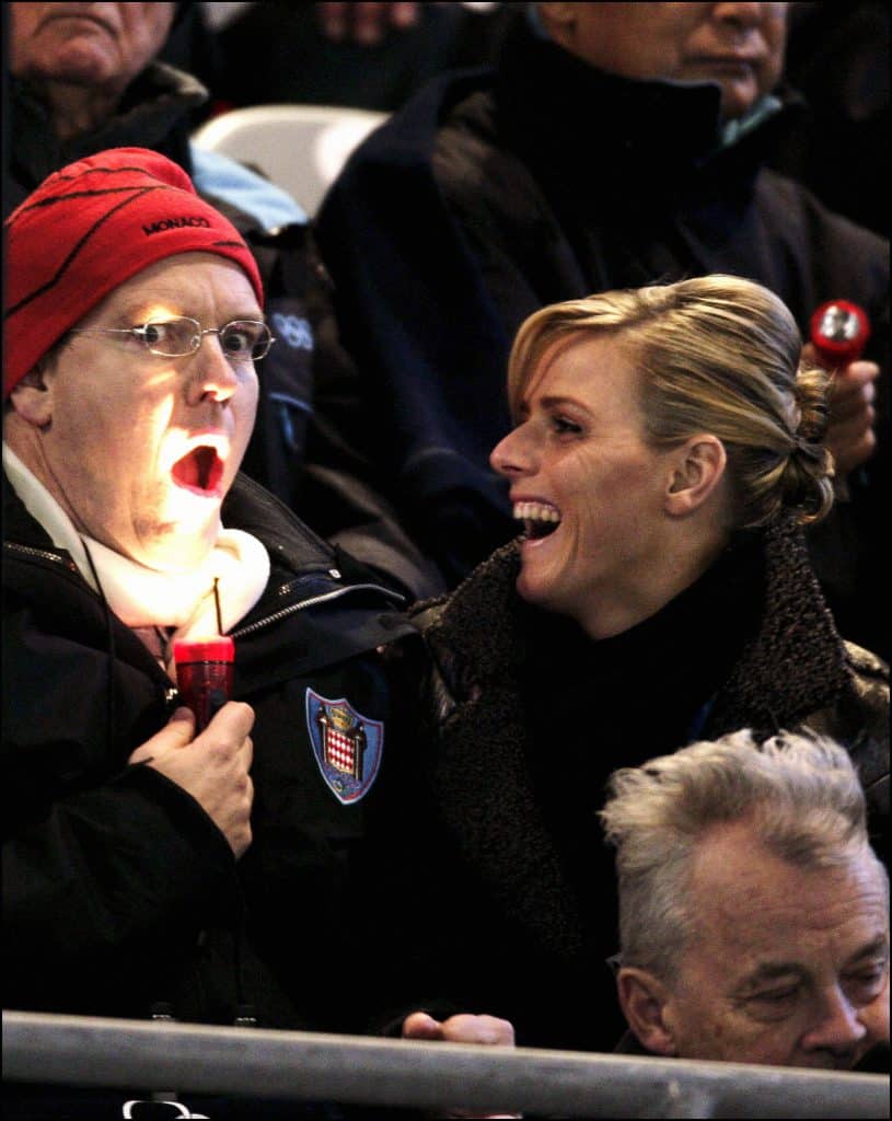 Prince Albert Of Monaco With His New Girlfriend Charlene Wittstock At The Opating Ceremony Of The 2006 Winter Olympics In Torino, Italy In Torino, Italy On February 10, 2006.