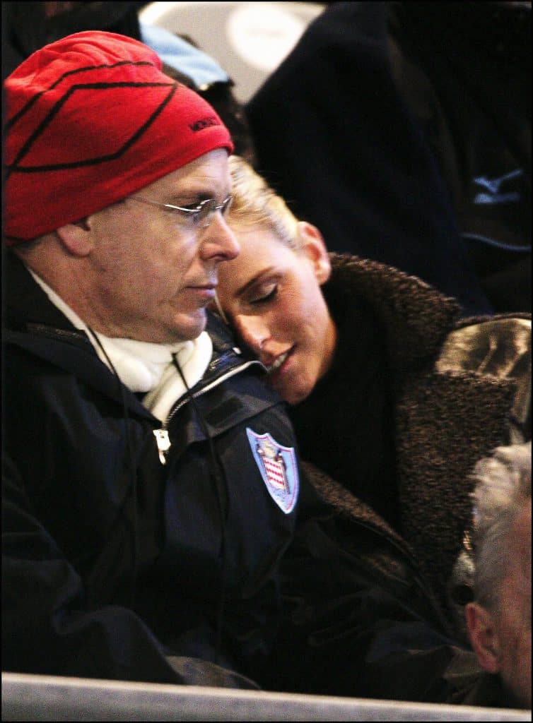 Prince Albert Of Monaco With His New Girlfriend Charlene Wittstock At The Opening Ceremony Of The 2006 Winter Olympics In Turin, Italy On February 10, 2006.