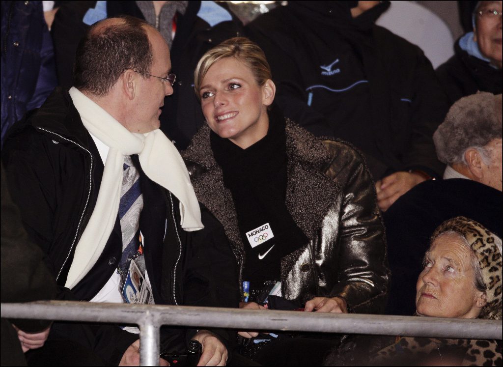 Prince Albert Of Monaco With His New Girlfriend Charlene Wittstock At The Opening Ceremony Of The 2006 Winter Olympics In Turin, Italy On February 10, 2006.