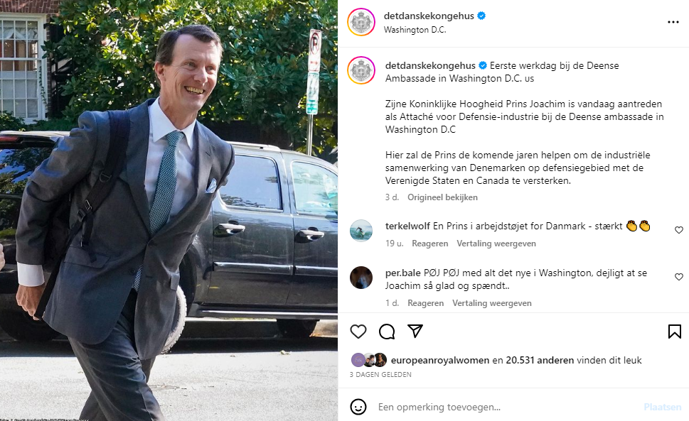 Joachim Denemarken Nieuwe Job In Washington Screenshot Van Insta Det Danske Kongehus