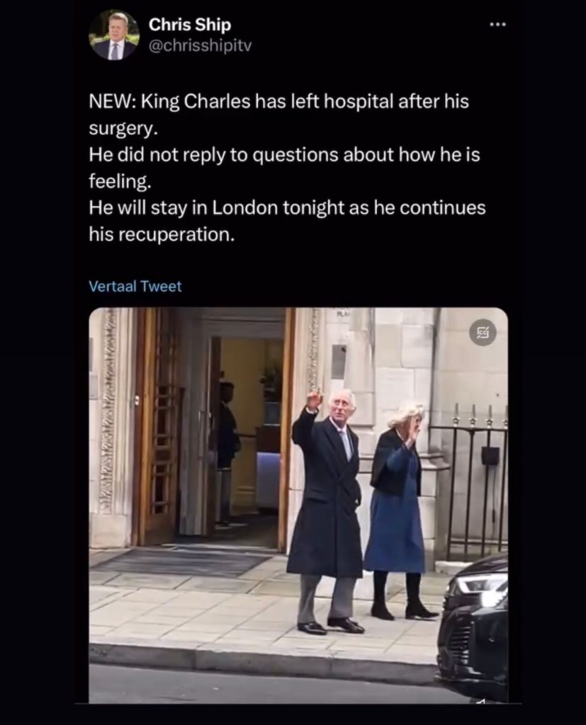 Koning Charles Verlaat Ziekenhuis Na Prostaatoperatie Royalty Online