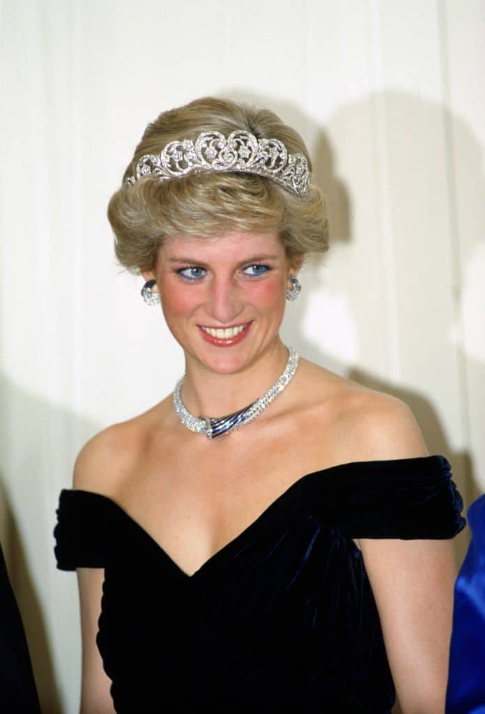 Diana, Princess Of Wales Wears A Sapphire And Diamond Neckla