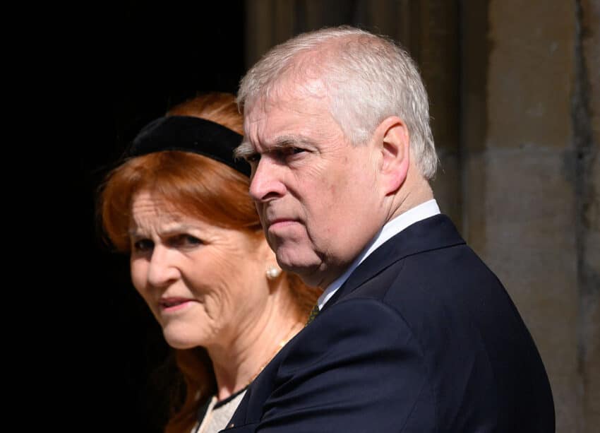 King Charles Iii And Queen Camilla Attend The 2025 Easter Service At St George's Chapel. Sarah Ferguson. Andrew
