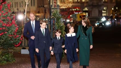 Prins William, Kate, Charlotte, Louis, George kerstgroet kerstkaart Gettyimages 2250167341