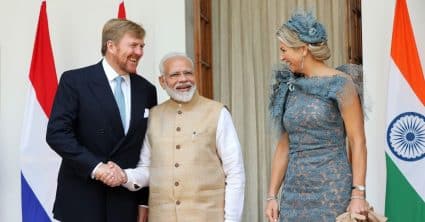 Willem-Alexander, Máxima en Indiase premier Narendra Modi