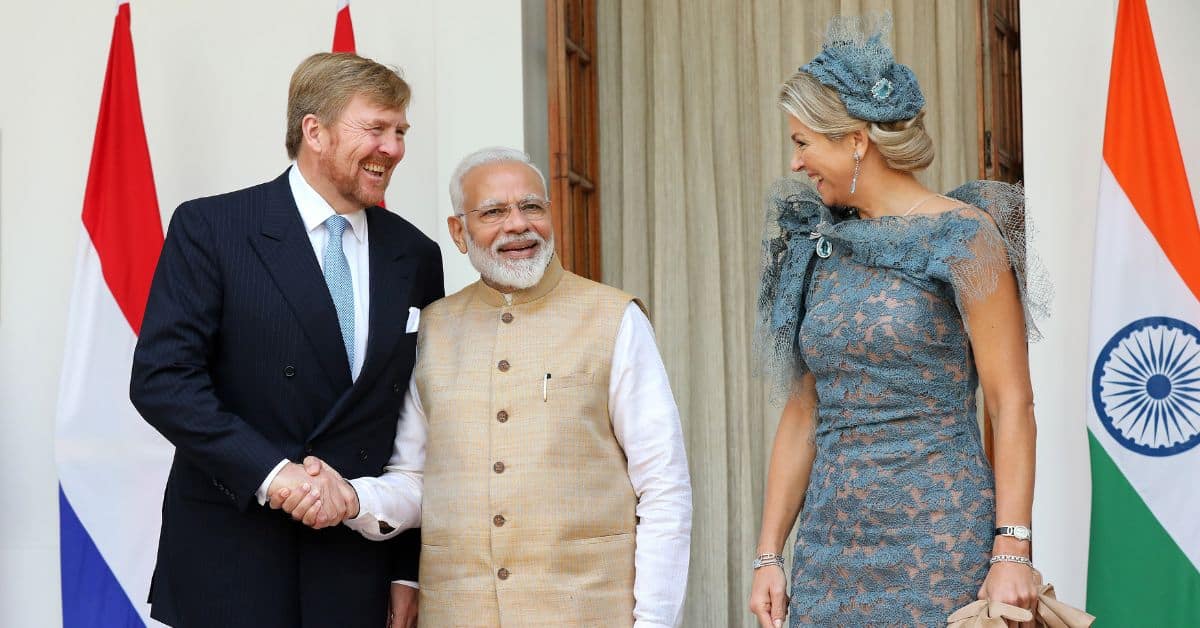 Willem-Alexander, Máxima en Indiase premier Narendra Modi