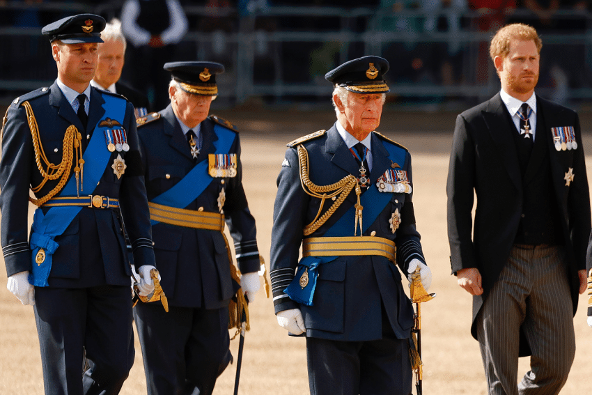 Koning Charles, prins William en prins Harry Getty Images